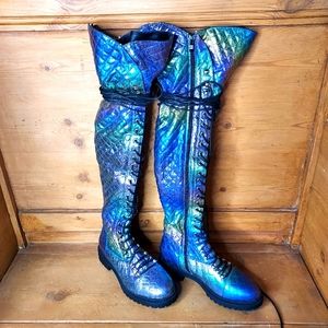 OCHO TOROS Morelia Holographic Thigh High Boots sz 6